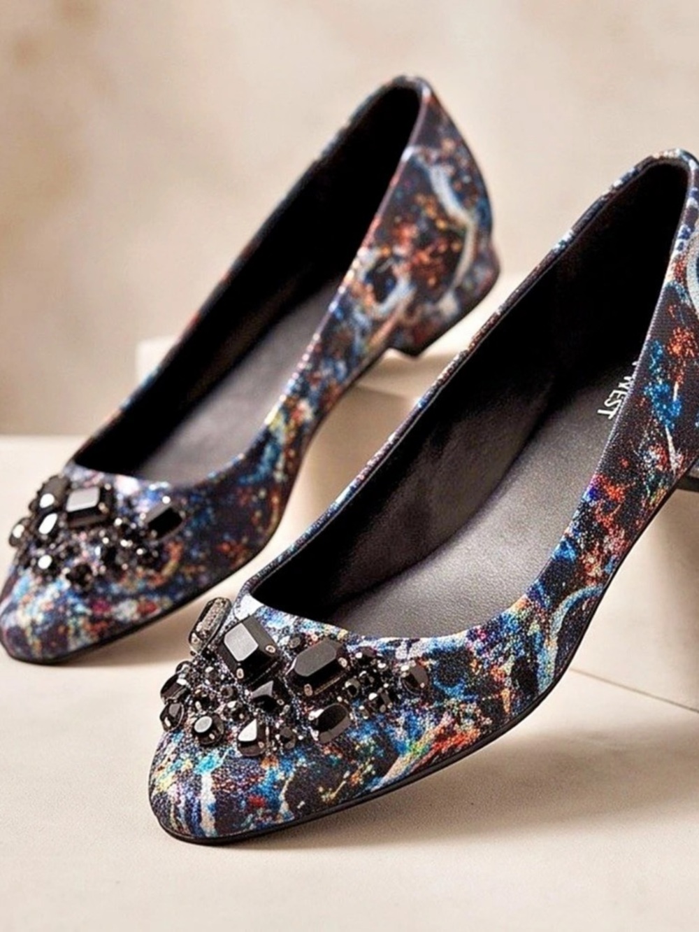 Nine West Embellished Abstract Heels in Blue & Black Like New